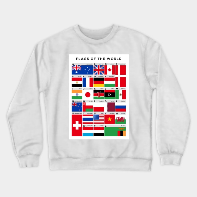 Flags of The World Picture Chart - A-Z of Flags Crewneck Sweatshirt by typelab